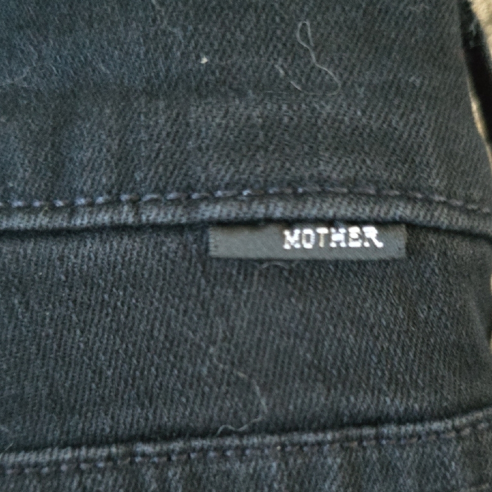 MOTHER Black Straight Leg Jeans with Gold Sequin Side Stripes - Picture 3 of 5